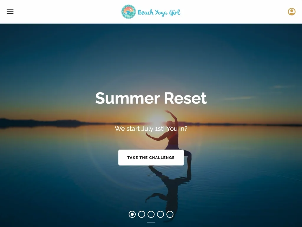 Screenshot of the Beach Yoga Girl yoga programs website