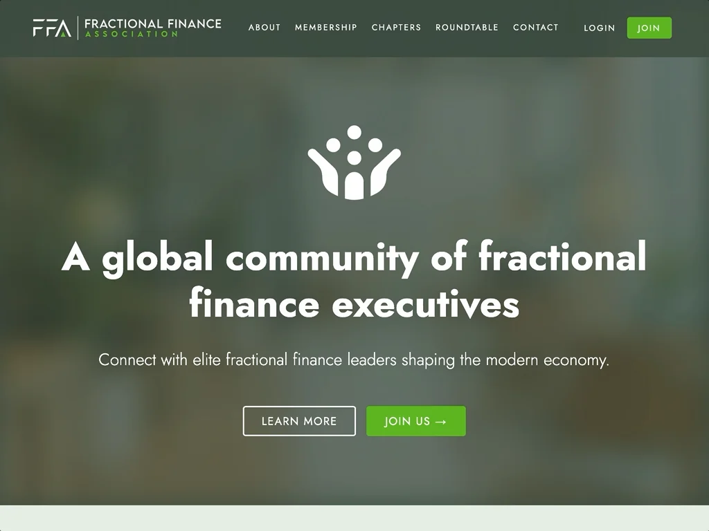 Screenshot of the Fractional Finance Association community website