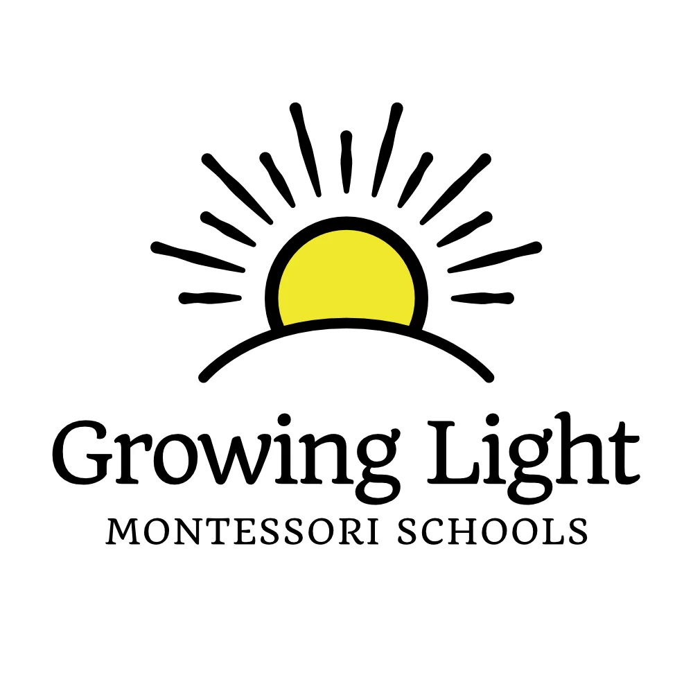 Screenshot of the Growing Light Montessori school branding and website